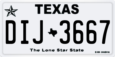 TX license plate DIJ3667