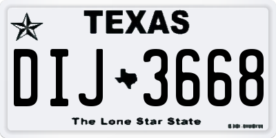 TX license plate DIJ3668