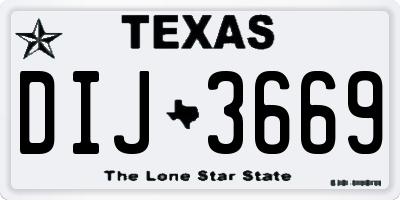 TX license plate DIJ3669