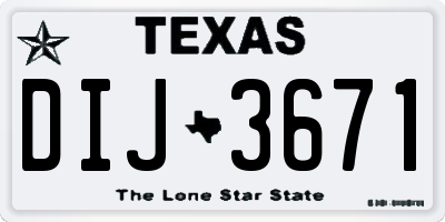 TX license plate DIJ3671