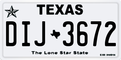 TX license plate DIJ3672