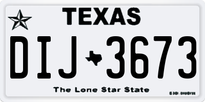 TX license plate DIJ3673