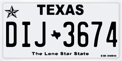 TX license plate DIJ3674