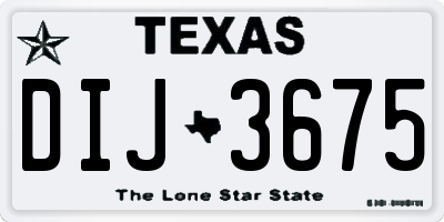 TX license plate DIJ3675