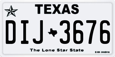 TX license plate DIJ3676