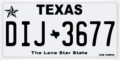 TX license plate DIJ3677