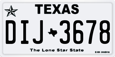 TX license plate DIJ3678