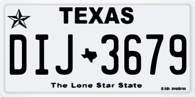 TX license plate DIJ3679