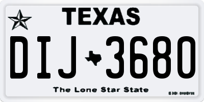TX license plate DIJ3680