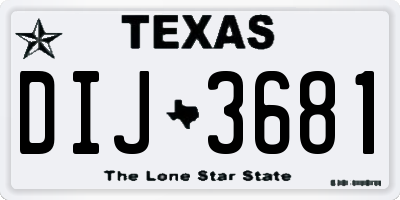 TX license plate DIJ3681