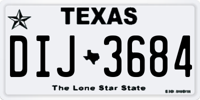 TX license plate DIJ3684