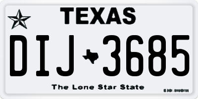 TX license plate DIJ3685