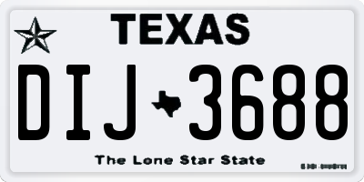 TX license plate DIJ3688