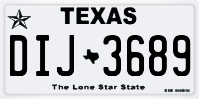 TX license plate DIJ3689