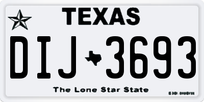 TX license plate DIJ3693