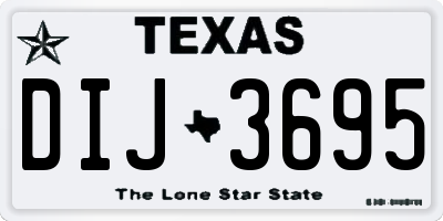 TX license plate DIJ3695