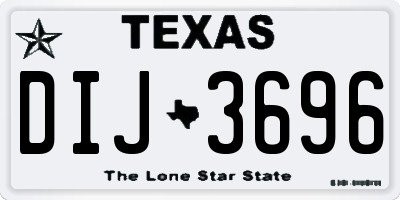 TX license plate DIJ3696