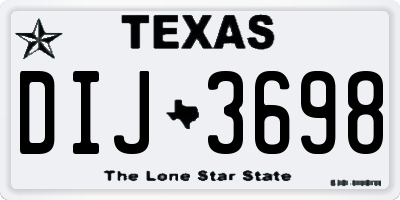 TX license plate DIJ3698