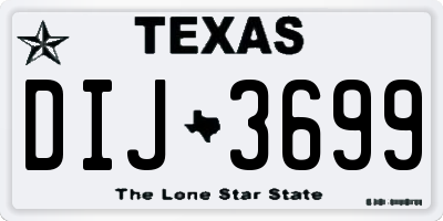 TX license plate DIJ3699