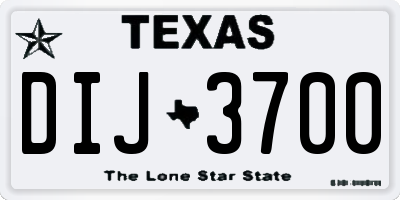 TX license plate DIJ3700