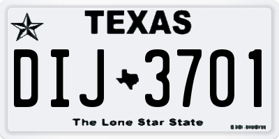TX license plate DIJ3701