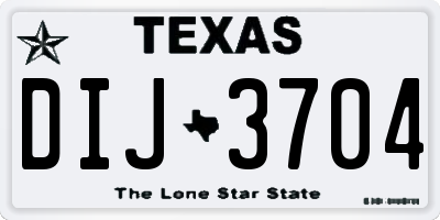 TX license plate DIJ3704