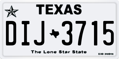 TX license plate DIJ3715