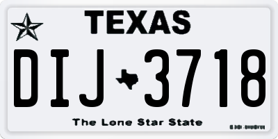 TX license plate DIJ3718