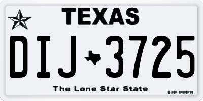 TX license plate DIJ3725