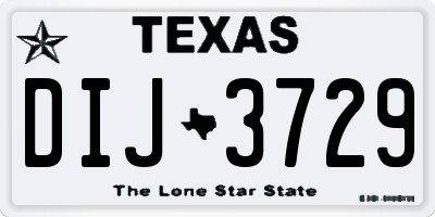 TX license plate DIJ3729