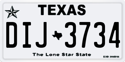 TX license plate DIJ3734