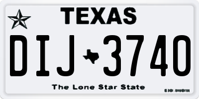 TX license plate DIJ3740