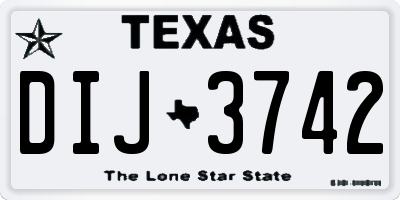 TX license plate DIJ3742