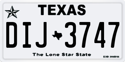 TX license plate DIJ3747