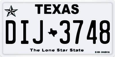 TX license plate DIJ3748