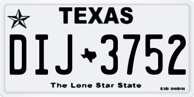 TX license plate DIJ3752