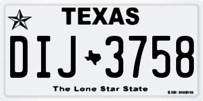 TX license plate DIJ3758