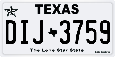 TX license plate DIJ3759
