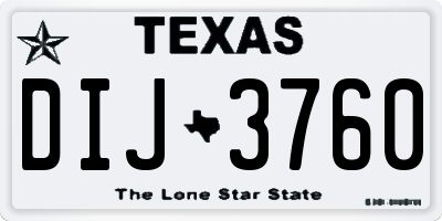 TX license plate DIJ3760