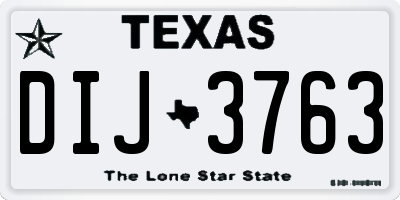 TX license plate DIJ3763
