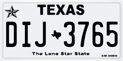 TX license plate DIJ3765