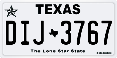 TX license plate DIJ3767