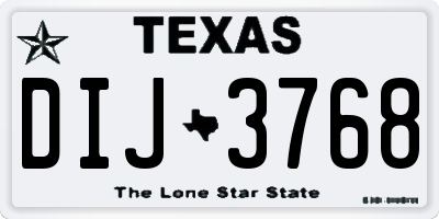 TX license plate DIJ3768