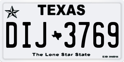TX license plate DIJ3769