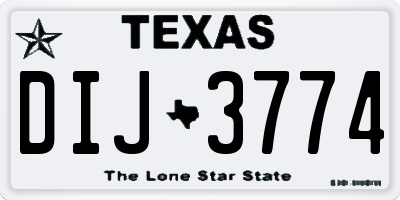 TX license plate DIJ3774