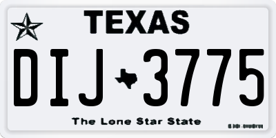 TX license plate DIJ3775