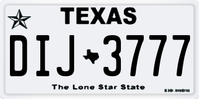 TX license plate DIJ3777