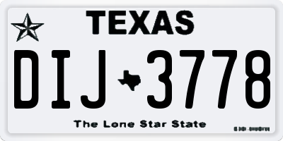 TX license plate DIJ3778