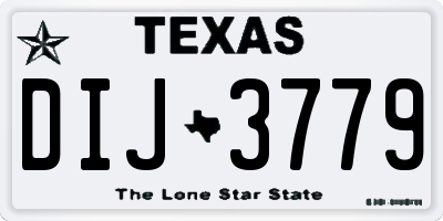 TX license plate DIJ3779
