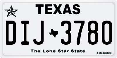 TX license plate DIJ3780